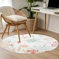 thumbnail image 5 of Round Rugs 4 Ft, Coastal Turtle Non Slip Area Rugs for Kitchen Bedroom Entryway, Orange Red Coral Green Jellyfish Starfish Washable Carpet Runner Rug Floor Mats for Bedroom Home Decor, 5 of 9