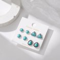 thumbnail image 4 of Mightlink 4 Pairs Women Geometric Shape Ear Studs Boho Faux Turquoise Stud Earrings Vintage Ethnic Style Jewelry Gift, 4 of 6