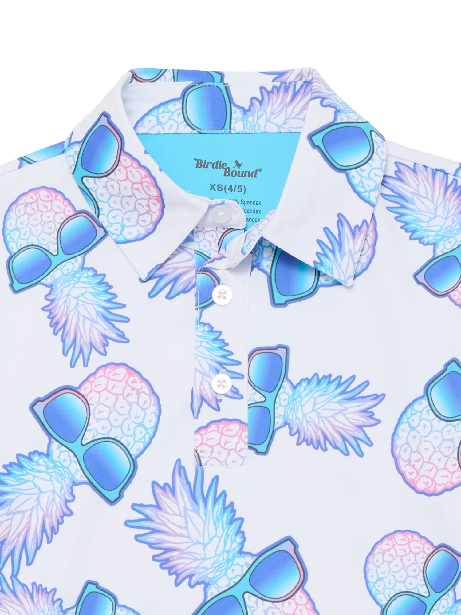 Birdie Bound Boy's Performance Ombre Glasses Pineapple Printed Golf Polo Shirt , Sizes XS-XL