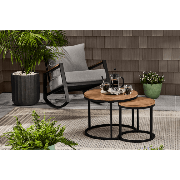 Better Homes & Gardens Marlow Outdoor 2pk Patio Nesting Tables, Black