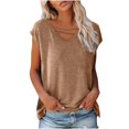 thumbnail image 2 of Njoeus Womens Cap Sleeve Tank Tops Casual Loose V Neck T Shirts Summer Blouse Basic Tee S-XXL, 2 of 6