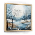 thumbnail image 2 of Designart "Blue White Modern Scandinavian Winter Painting V" Landscapes Floater Framed Wall Art Print, 2 of 7
