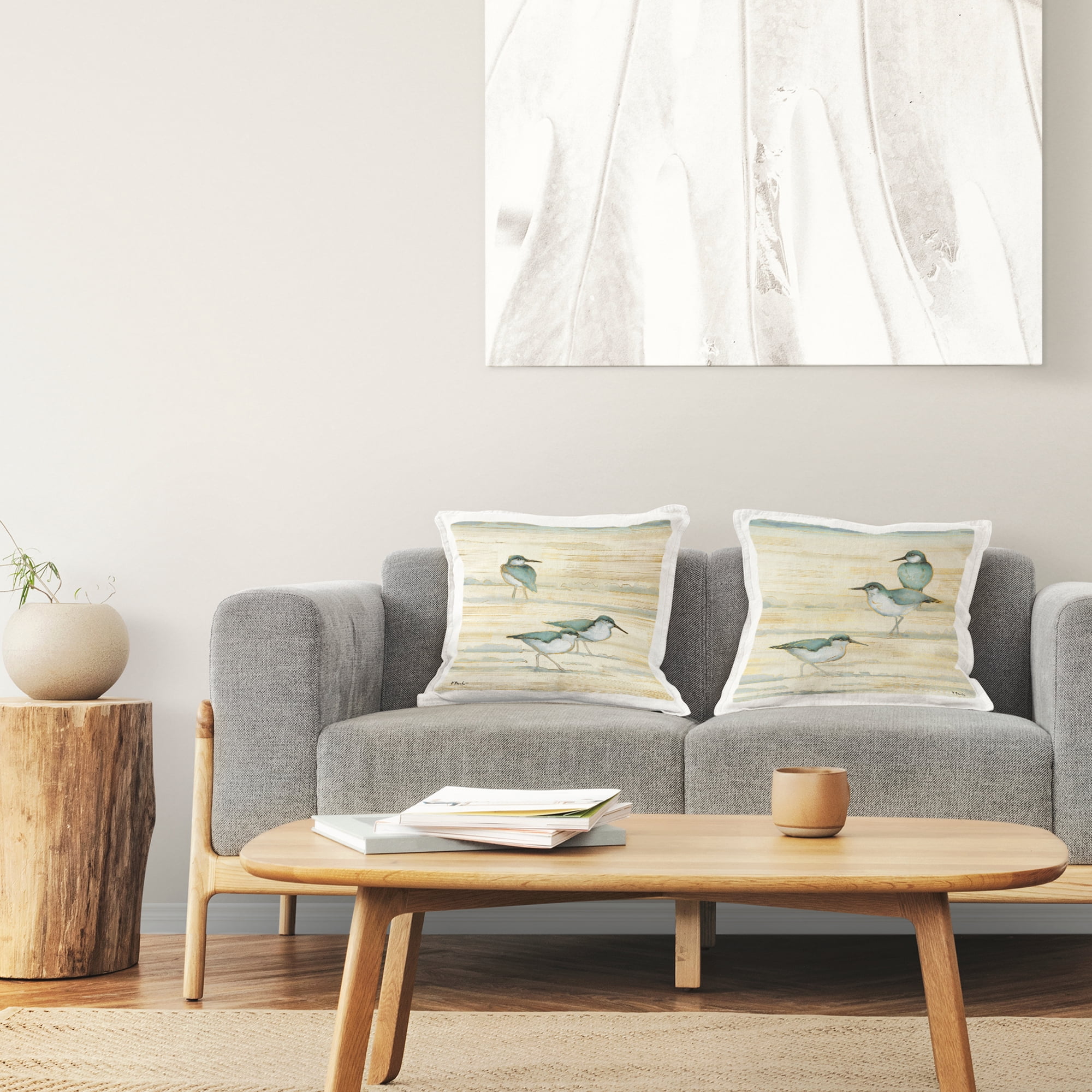 Stupell Industries Neutral Beige Sandpipers Sandy Shoreline Beach Design by Paul Brent Throw Pillow (set of 2)