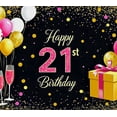thumbnail image 4 of Sparkling Black Background Happy 21st Birthday Banner with Balloons Glasses and Gift Party Decoration Photography Prop Backdrop Birthday Party Supplies, 4 of 7