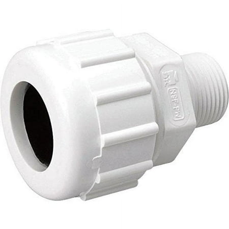 King Brothers PVC Compression Adapter - 2 In. MIPT White 2 Inch PVC Pipe Compression Adaptor