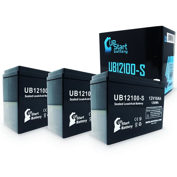 3 Pack Replacement Neuton Mowers CE6 Battery Replacement - UB12100-S Universal Sealed Lead Acid Battery (12V, 10Ah, 10000mAh, F2 Terminal, AGM, SLA)