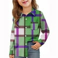 thumbnail image 2 of MKOSPLRT Toddler Kids Plaid Button Down Shirts 6M-8Y Girls Boys Lapel T Shirts Long Sleeve Color Block Flannel Print Shirts with Pocket, 2 of 10