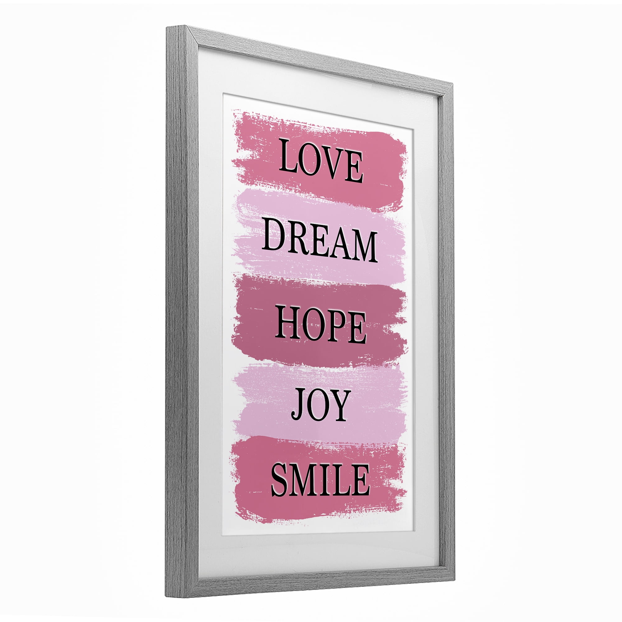 Stupell Industries Love Dream Hope Joy Smile Gray Framed Print Under Glass, design by Martina Pavlova