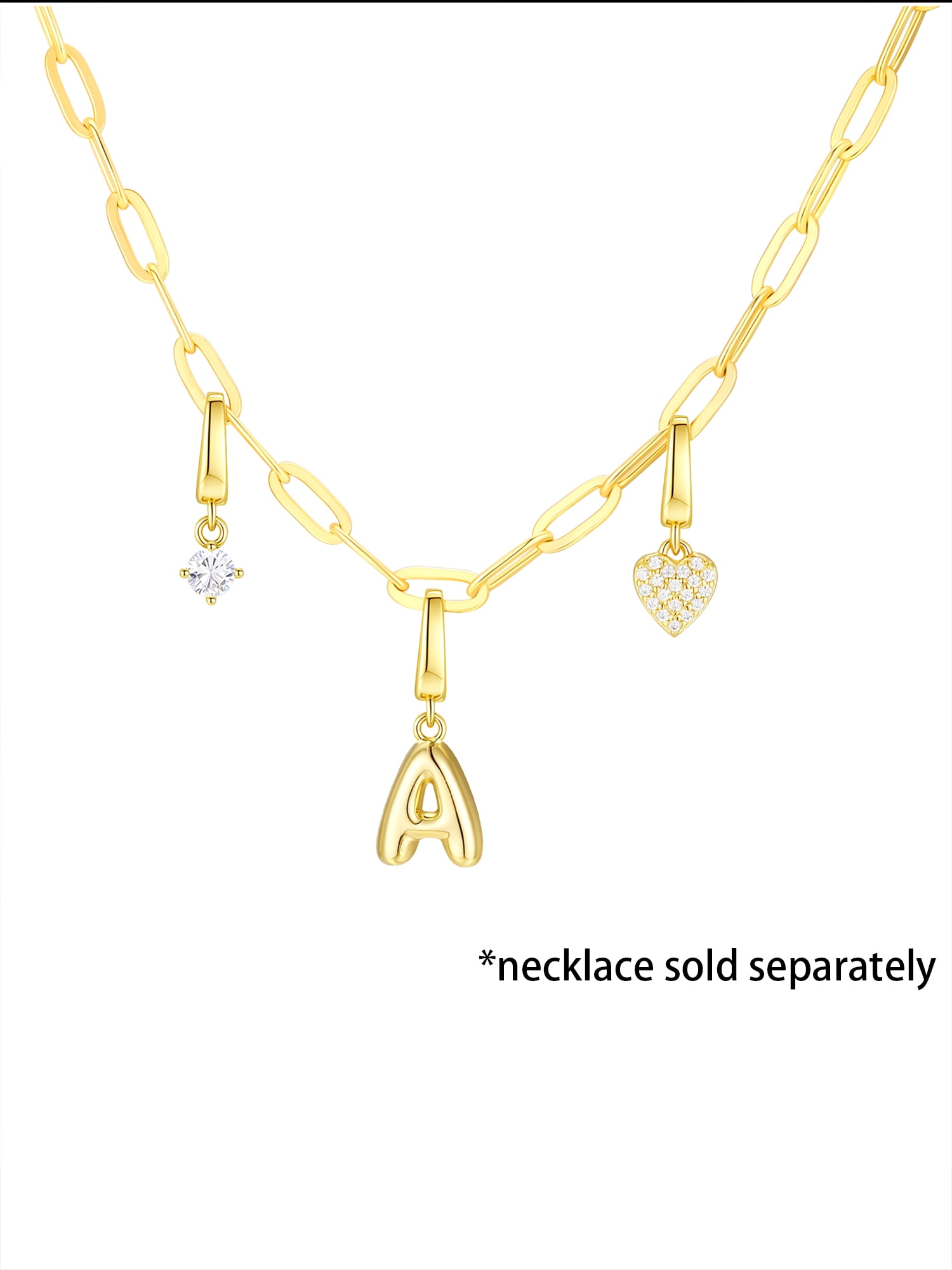 Brilliance Fine Jewelry Simulated Diamond Initial A Charm Set in 14KT Gold Plated Sterling Silver
