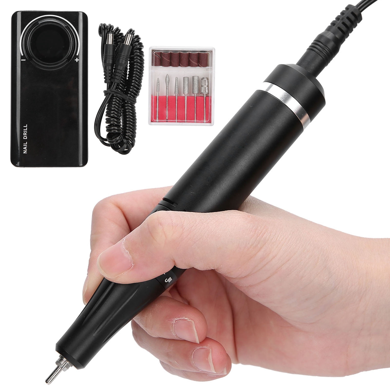 Yajisi 35000RPM Rechargeable Electric Nail Drill Pen Machine Portable Grinding Polisher, Pearly Lustre Black (5.4 inches / 13.7 cm)