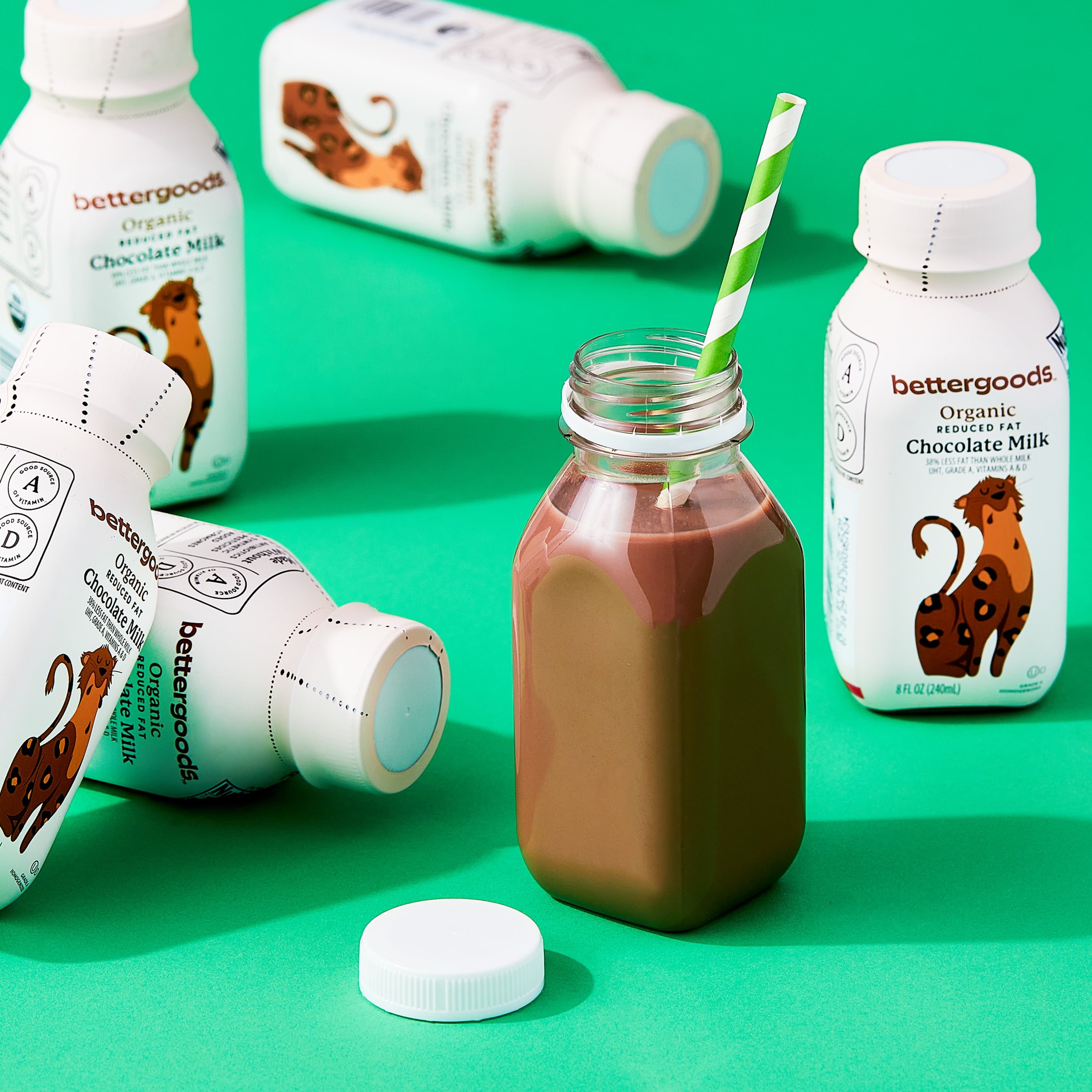 bettergoods Organic Reduced Fat Chocolate Milk, 8 fl oz, 12 Count
