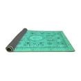 thumbnail image 2 of Ahgly Company Indoor Round Abstract Turquoise Blue Modern Area Rugs, 4' Round, 2 of 4