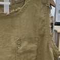 thumbnail image 5 of Men's Solid Color Distressed Frayed Edge Crew Neck Sleeveless Cotton Linen Tank Top, Casual Beach Vacation Vest with Side Pocket, Breathable Lightweight for Summer Khaki XL, 5 of 9