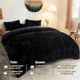 thumbnail image 2 of Sanmadrola Bedding Comforter Sets Bed in a Bag Queen Size Shaggy Plush Faux Fur Fluffy Bedding Sets Duvet Cover Soft Velvet Fuzzy Quilt Cover with 2 Pillow Cover Black, 2 of 7