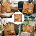 thumbnail image 4 of Throw Pillow Covers, Orange Pumpkins Fall 16x16 Pillow Covers for Couch/Sofa/Bed, Thanksgiving Branches Maple Vintage Wood Decorative Square Linen Cushion Pillowcase for Home Decor, 4 of 9