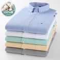 thumbnail image 2 of Men's Plaid Shirt  Pure Cotton Oxford Long Sleeve Spring Casual Striped Solid Daily Dress Shirts Button-down Collar Big 7XL (606,47 Size 185CM 110KG), 2 of 7