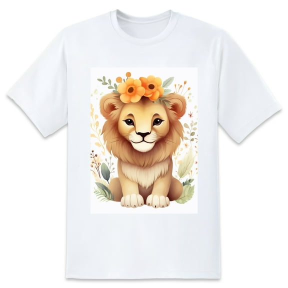 Basic Oversize Tees For WomenLion Loose Boyfriend Shirts Casual Blouse round neck