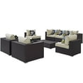 thumbnail image 3 of Modway Convene 8 Piece Outdoor Patio Sectional Set in Espresso Beige, 3 of 6