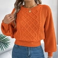 thumbnail image 6 of Fgnfyis Women Knit Sweater Long Sleeve Pullover Tunic Soft Warm Comfortable Loose Fit Fashion Top for Fall andWinter Orange XL, 6 of 7