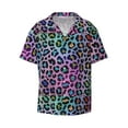 thumbnail image 2 of Lsque Rainbow Animal Skin print Men's Cuban Collar Short Sleeve Shirt Summer Beachwear Casual Button Down Fashionable Vacation Leisure Shirt-Medium, 2 of 7