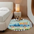 thumbnail image 2 of Black Plaid Easter Round Area Rug 6Ft Washable Circle Rugs for Bathroom Office, Truck Spring Floral Bunny Wooden Non-Slip Carpet Floor Mats Indoor Outdoor Carpet Runner Aesthetic Home Decor, 2 of 8