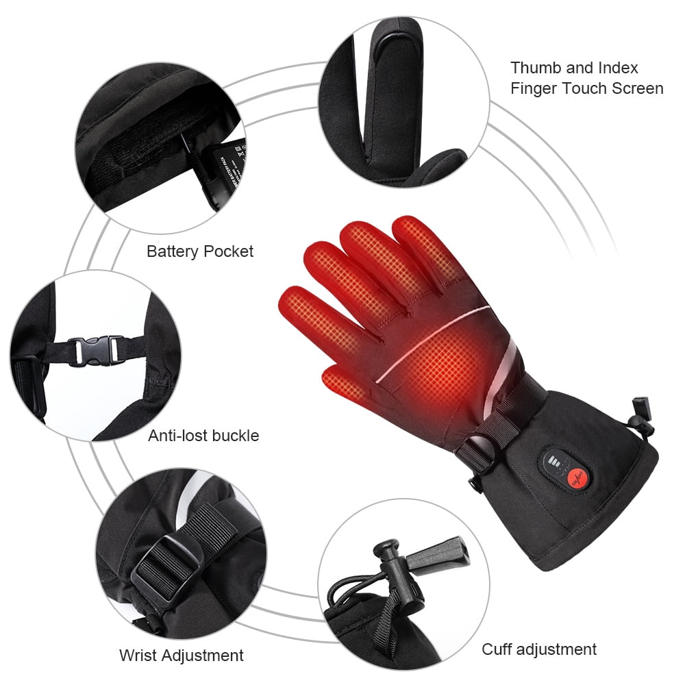 SNOW DEER  Heated Gloves - Unisex Winter Ski Gloves with Rechargeable Electric Heating for Skiing, Snowboarding, Snow Hiking, Hunting & Outdoor Activities