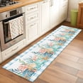 thumbnail image 2 of Watercolor Marine Life 2'x6' Runner Rugs for Hallway Kitchen Bedside Non Slip, Ocean Corals Shells Starfish Blue Plaid Entryway Rug Runners with Rubber Backing, Long Carpet Runner for Laundry Room, 2 of 8