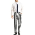 thumbnail image 2 of INSPIRE CHIC Striped Dress Pants for Men's Straight Leg Color Block Business Trousers 30 Black White, 2 of 5