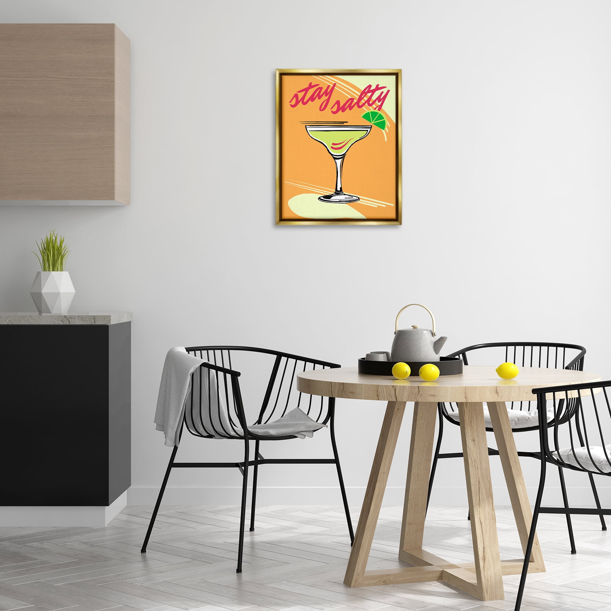 Stupell Industries Stay Salty Margarita Food & Beverage Painting Gold Floater Framed Canvas Art Print Wall Art, 17 x 21