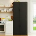 thumbnail image 2 of DIYART 71" Farmhouse Pantry Cabinet, Tall Storage Cabinet with 4 Doors and Adjustable Shelves, Freestanding Pantry for Dining Room, Kitchen, and Living Room, Black, 2 of 8