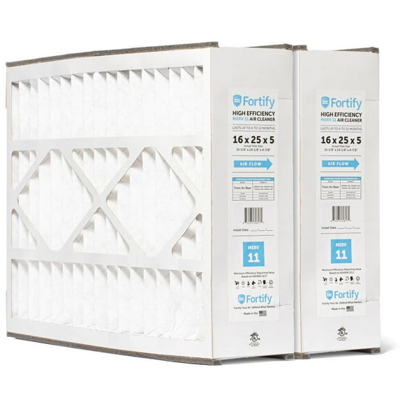 Fortify 16x25x5 MERV 11 Replacement for Trion Air Bear, Skuttle, Generalaire, AC Furnace Air Filter. (2-Pack) Actual Size: 15-5/8 x 24-1/8 x 4-7/8