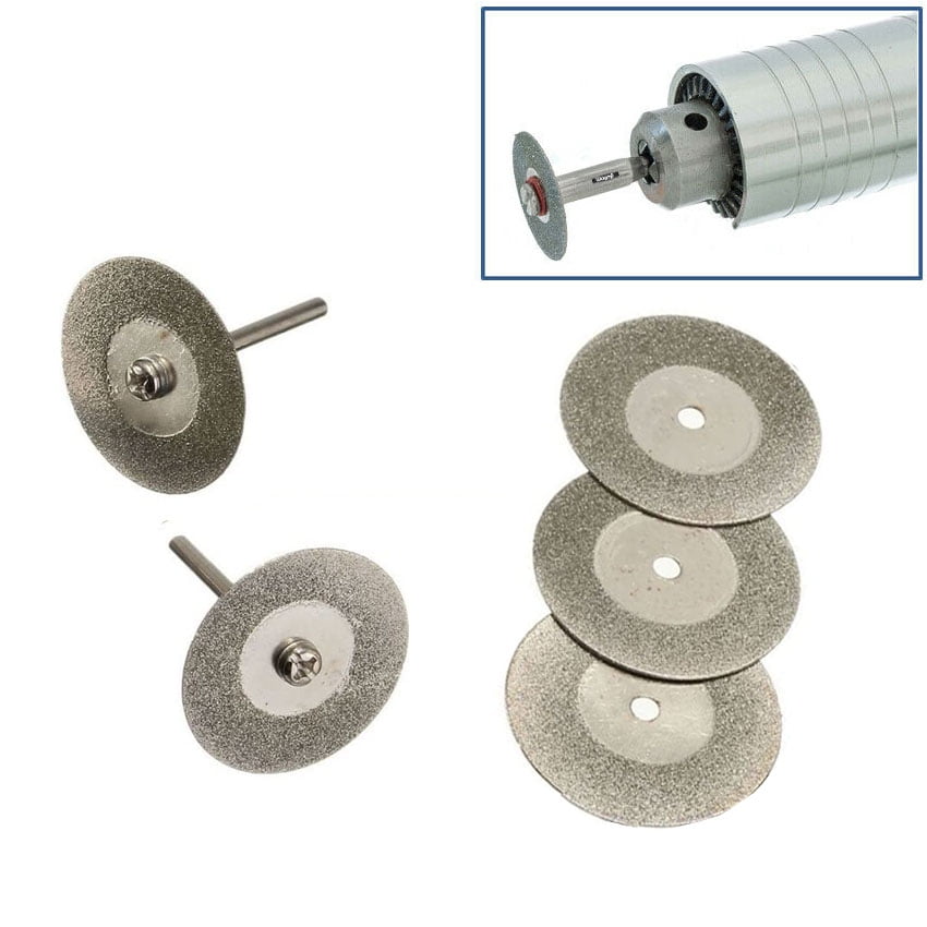 7pc 3/4" Diamond Cut Off Wheels Disc + 2 Mandrels Glass Lapidary Rotary Tool