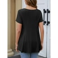 thumbnail image 3 of Fancyglim Women Tunic Tops V-Neck Short Sleeve A Line Blouse Summer Shirt M - 3XL, 3 of 5