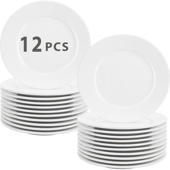 IJRPLM12 Pcs Porcelain Dessert/Salad Plate,Small Appetizer Plates,7 inch Small White Plates,Ceramic Dessert Plate Set,Microwave Oven and Dishwasher Safe