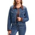 thumbnail image 4 of INSPIRE CHIC Women's Jean Jacket Trendy Button Down Corduroy Collar Barn Jackets Denim Shacket S Deep Blue, 4 of 6