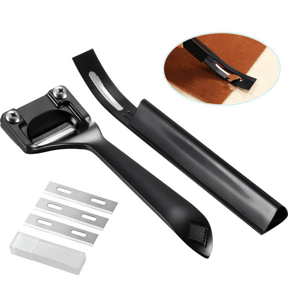 Metal Leather Skiver and Safety Beveler DIY Cutting Tool Kits with 6 Pieces Skiver Blades for Leather Craft DIY and Making