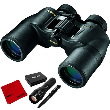 Nikon 8246 ACULON 10x42 Binoculars (A211) Bundle with Deco Gear FPT100BK Tactical Flashlight and Tactical Pen Set with Water/Shockproof Case + Deco Microfiber Cleaning Cloth