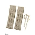 thumbnail image 2 of Spencer Women's Crochet Knitted Stocking Over Knee Thigh High Socks Leg Warmers Winter Boot Socks "Beige", 2 of 4