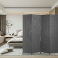 thumbnail image 4 of XF XINFENG 4-Panel Foldable Wooden Woven Room Divider, Home/Office, 6 ft, Gray, 4 of 11