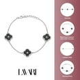 thumbnail image 6 of Lavari Jewelers Flora Women's Black Onyx Three-Station Flower Bracelet in 925 Sterling Silver with Cubic Zirconia Halo - 7-8 Inch Adjustable Cable Chain, 6 of 7