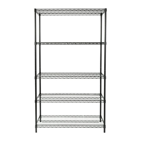 Honey-Can-Do 5-Tier Heavy-Duty Adjustable Shelving Unit With 800-lb Per Shelf Capacity, Black,Shelves & Shelf Units Black,Steel