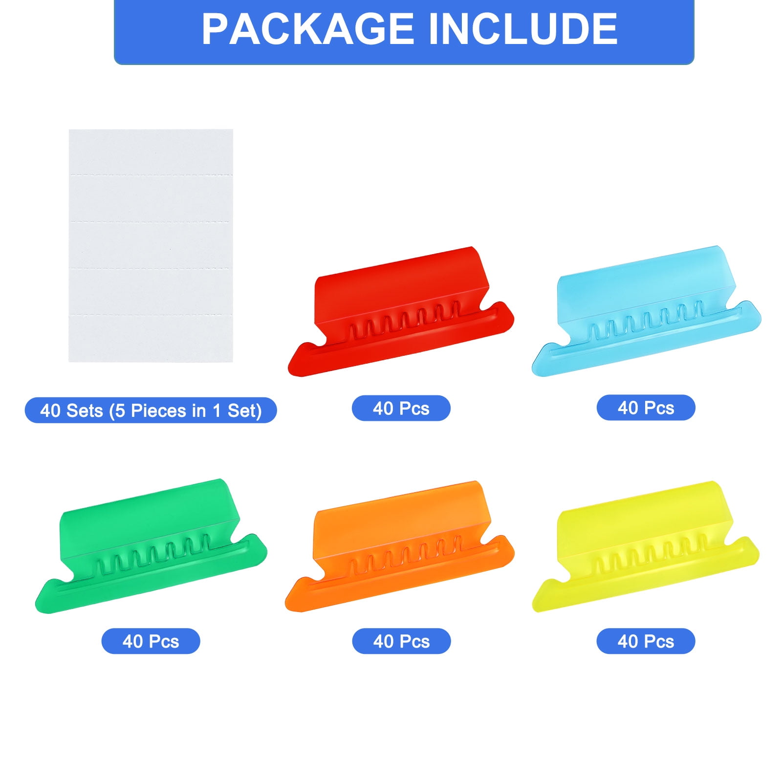 Uxcell Hanging File Folder Tabs, 2 Inch File Folder Tabs and Inserts Plastic Clear File Folder Labels Filing Tabs for Hanging File Folders, Multicolor, 200 Pcs