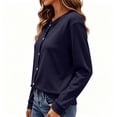 thumbnail image 4 of Cmfcve Knitted Fleece Cardigan for Women Button Up Sweaters Long Sleeve Fall Casual Cropped Cardigan Jackets Warm Outerwear Tops, 4 of 7