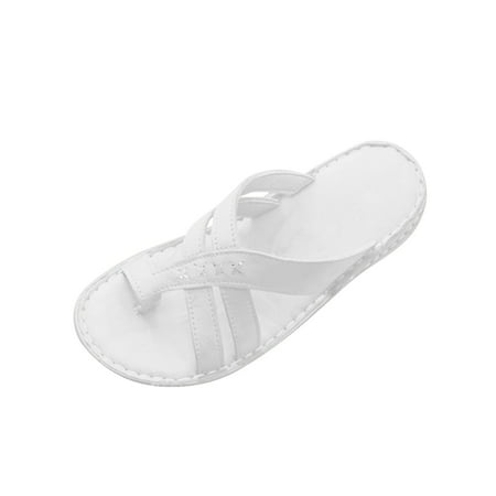 CHOII Clearance PU Leather Shoes for Womens Orthopedic Bunion Corrector Sandals Casual Summer Soft Ring Slides Flip Flops Open Toe Flat Comfortable Summer Flat Slippers Thong Sandals Yellow/5.5