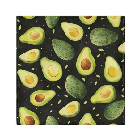 

Napkin Satin Napkin 20*20Inchx1 Kitchen Towel Dinner Plate Towel Decorative Towel Napkin Tea Towel Suitable For Kitchen Table Avocado on Black Background