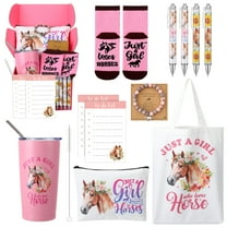 LUIISIS 12-Piece Valentine's Day Horse Lover Christmas Gift Set for Women, Pink 20oz Insulated Tumbler with Box, Warming Gift Basket for Best Friends Female Sister Mom Christmas Birthday
