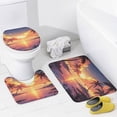thumbnail image 4 of Golden Sunset on The Beach Sea Ocean 4 Pcs Shower Curtain Set with Non-Slip Rugs Toilet Lid Cover And Bath Mat Sunset Tropical Ocean Palm Tree Summer Orange Sky Landscape Waterproof Shower Curtain, 4 of 8
