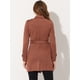 thumbnail image 4 of Chaqueta de gabardina de gamuza Sintética Allegra K para Mujer Blazer de Solapa Pico Caramelo XS, 4 of 5
