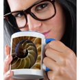 thumbnail image 2 of 3dRose, USA, Georgia, Abstract of a nautilus shell., 11oz Two-Tone Blue Mug, 2 of 7