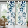 thumbnail image 3 of 2 Panels Outdoor Curtains for Patio Waterproof 54"x84" Navy Blue Leaves Weatherproof Privacy Outsides Curtains, Summer Botanical Farmhouse Watercolor Leaf Grommet Thermal Drapes for Cabana Porch, 3 of 8